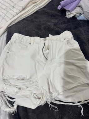 ROLLA'S White Distressed High-Rise Denim Shorts